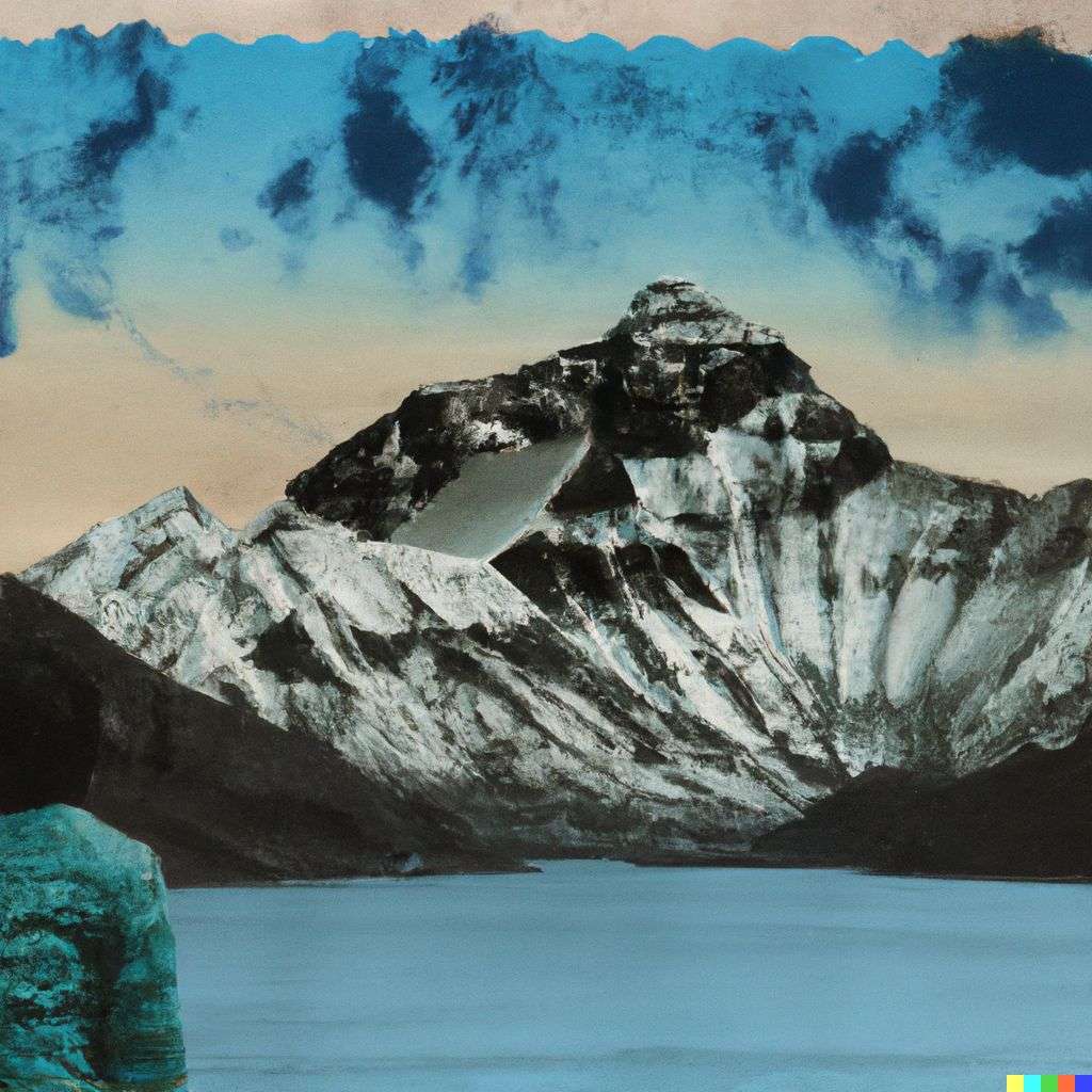 someone gazing at Mount Everest, water transfer printing